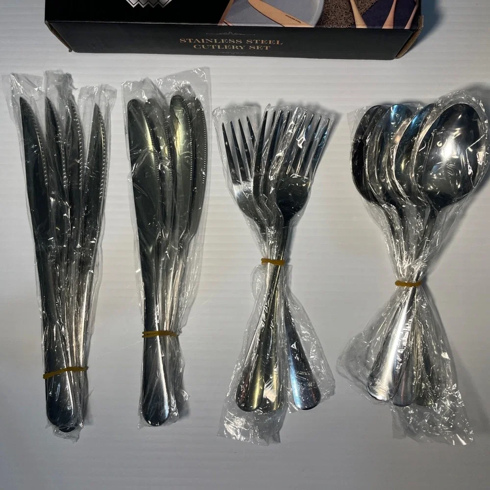 Qinbin 16pc Cutlery Set Silverware College‎ Dorm Necessity NEW